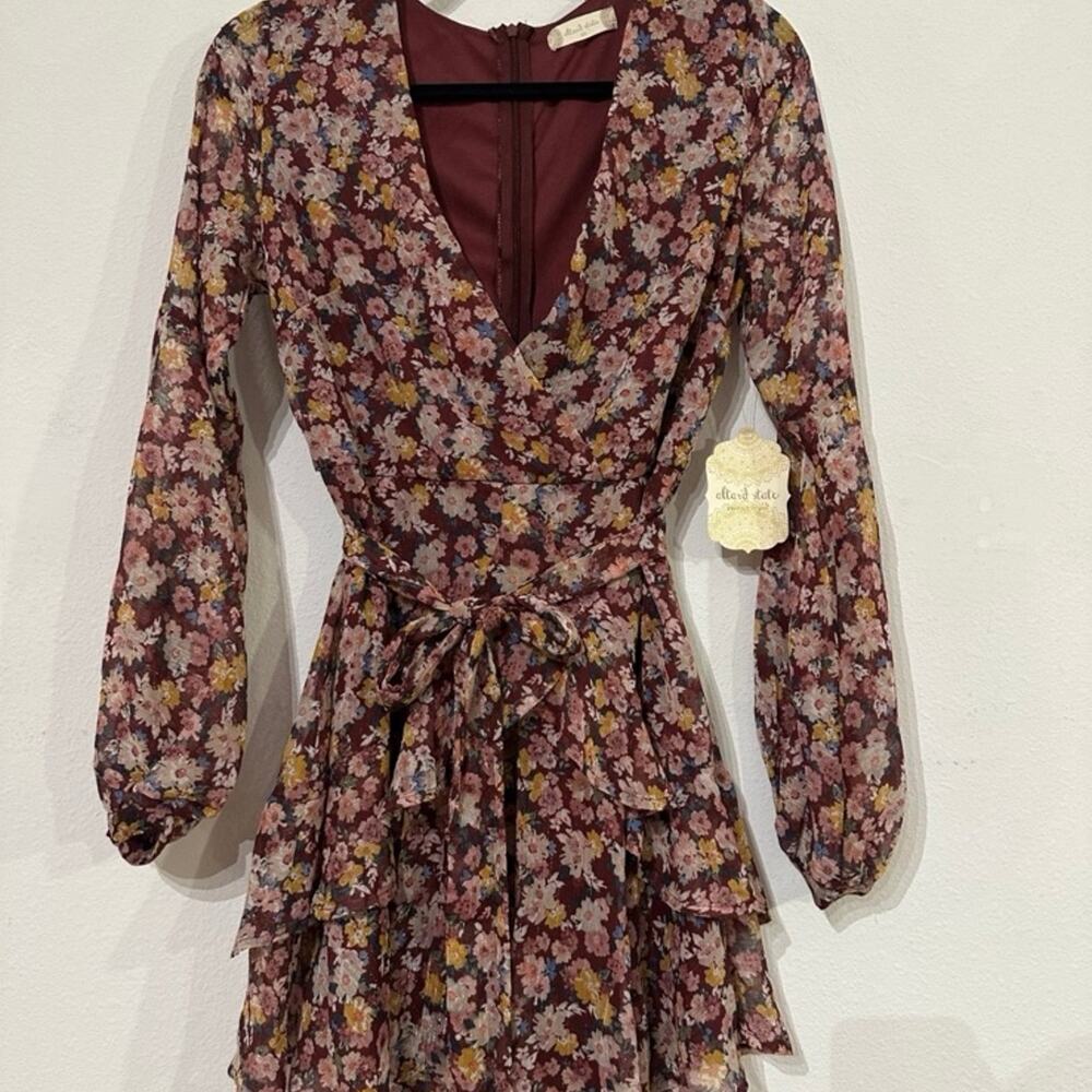 Altar'd State Burgundy Floral Mini Dress